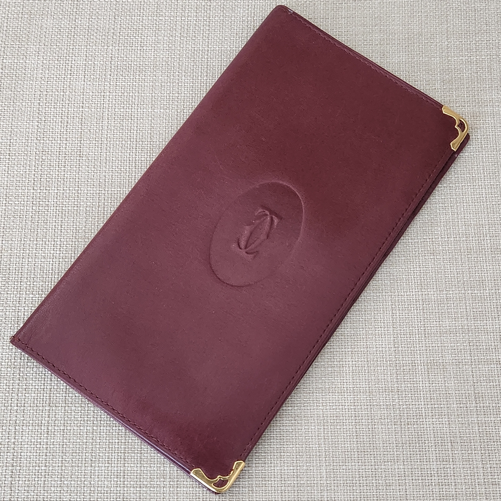 Cartier Vintage Bordeaux Bifold Wallet/ Checkbook - Picture 9 of 14